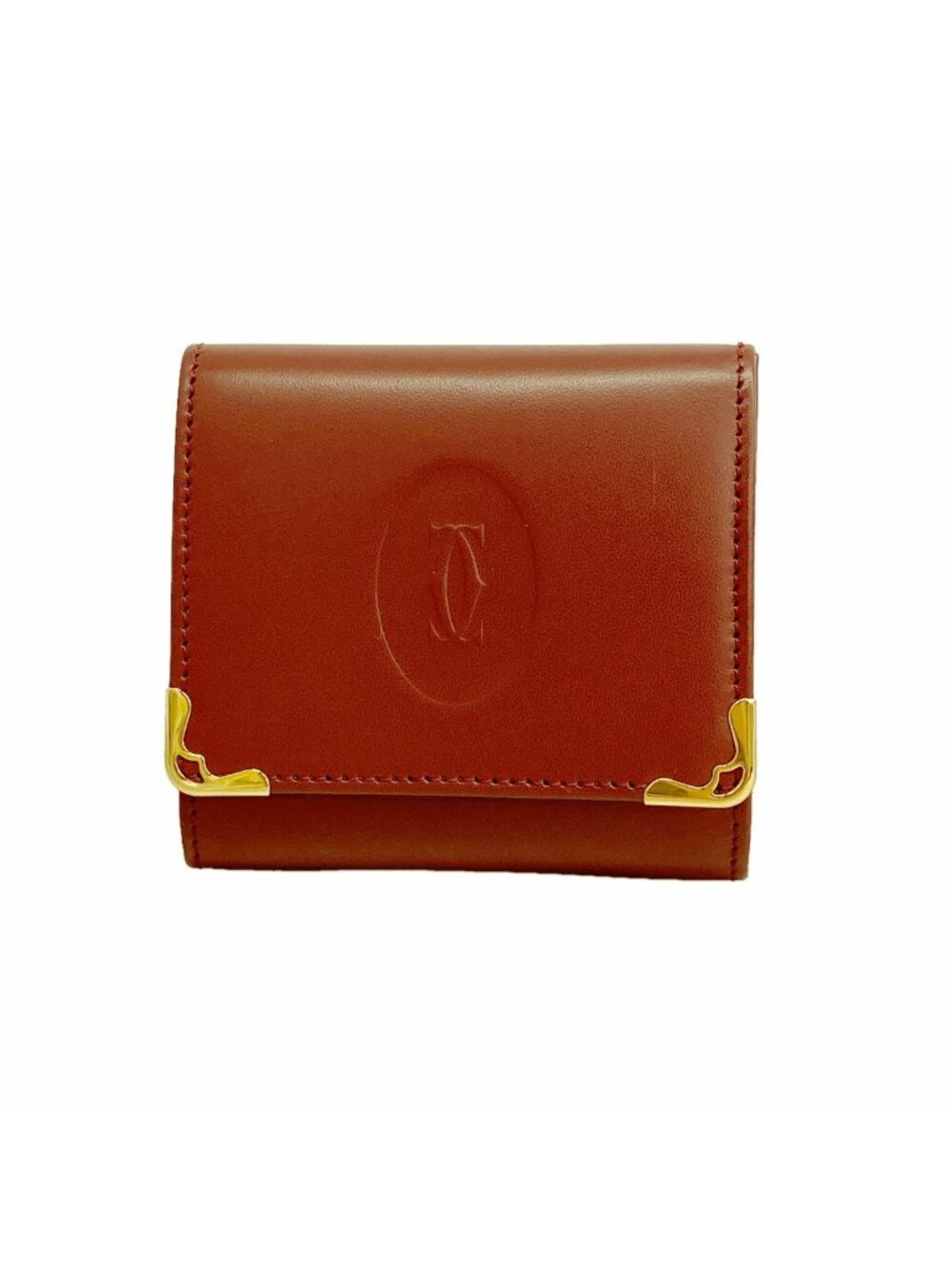 Cartier Coin Purse Must Leather Bordeaux Gold